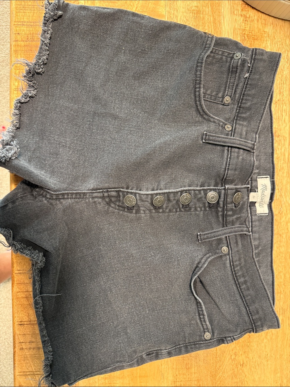 Madewell Charcoal Black High-Rise Button-Front Denim Shorts